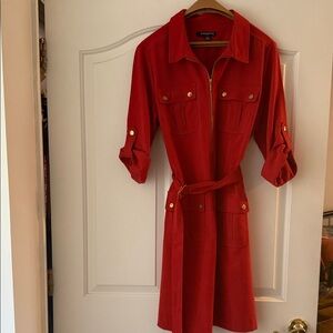 Orange Belted Shirt Dress